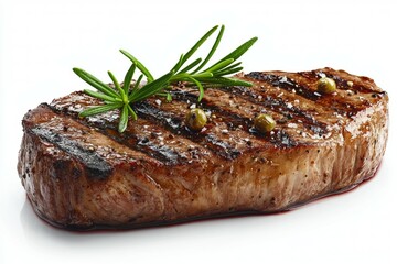 Wall Mural - Piece of meat with a few sprigs of rosemary on top