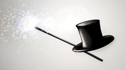 Canvas Print - a detailed view of a magic wand and top hat against a plain white background-. eclipse-fueled magic.