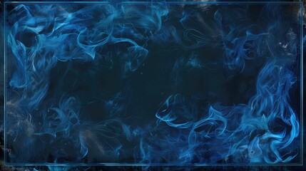 Wall Mural - Abstract blue smoke patterns swirling in a dark background, creating a mystical atmosphere for creative projects