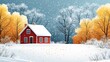 © Abdul - Charming vector illustration of a cozy cottage surrounded by snow perfect for winter and holiday designs