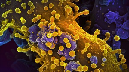 hiv virus, a type of retrovirus that attacks the immune system of the human body. it can cause serio