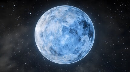 Wall Mural - a stunning, detailed image of a vibrant blue moon against a backdrop of twinkling stars and dark, sw
