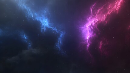 Wall Mural - stunning cosmic artwork depicting vibrant nebulae in contrasting blue and pink hues, set against a d