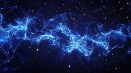 Wall Mural - abstract digital technology background with glowing connections and particles on a blue