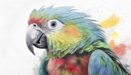Naklejka na meble Kleiner bunter Papagei, weißer Hintergrund