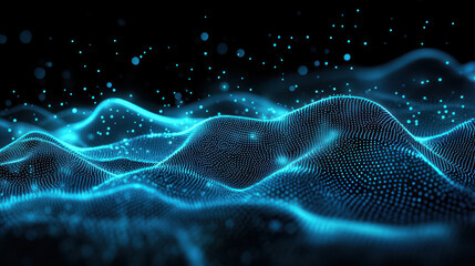 Wall Mural - abstract digital background with glowing blue particles and network connections on a dark background
