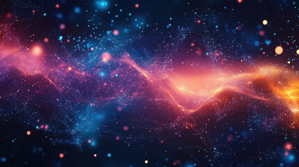 Wall Mural - abstract background with glowing particles and connections, a data transfer concept