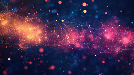 Wall Mural - abstract background with glowing particles and connections, a data transfer concept
