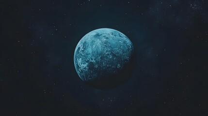 Wall Mural - a teal-colored planet hangs in the inky blackness of space, speckled with distant stars.