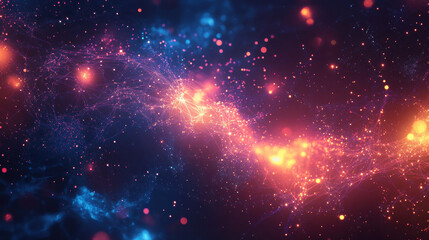 Wall Mural - abstract background with glowing particles and connections, a data transfer concept