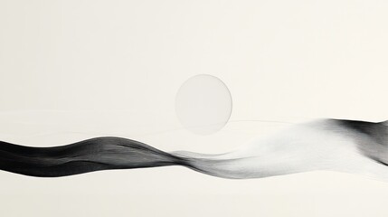 Wall Mural - Abstract design featuring flowing lines and a central circle on a light background.