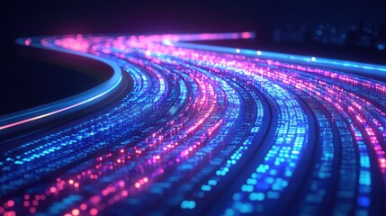 Wall Mural - Abstract glowing digital data stream.
