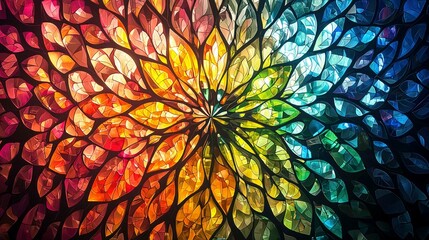 Wall Mural - vibrant stained glass abstract background: colorful mandala design