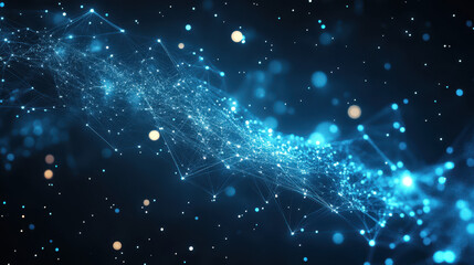Wall Mural - abstract digital technology background with glowing connections and particles on a blue