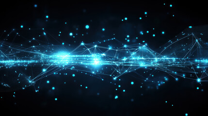 Wall Mural - abstract digital background with glowing blue particles and network connections on a dark background