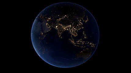 stunning night view of earth from space, showcasing asia's illuminated cities and the dark expanse o