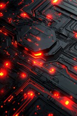 Wall Mural - luxurious black and red abstract tech background, ideal for high-end technology and design projects.