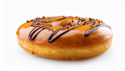 Salted Caramel Donut with Chocolate Sprinkles on White Background Isolated