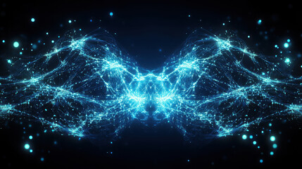 Wall Mural - abstract digital background with glowing connections and data points forming an intricate network on
