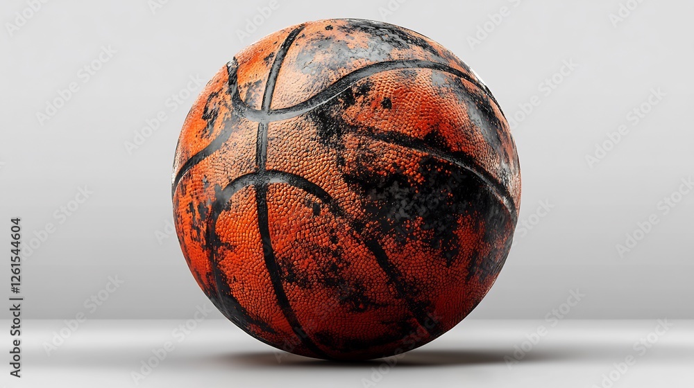 Detailed image of a basketball with orange and black patterns isolated ...