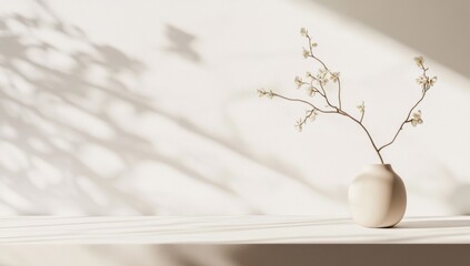 Wall Mural - Minimalist vase with branches in sunlit room