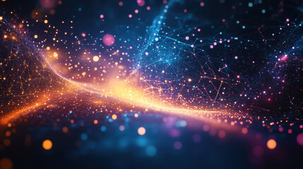 Wall Mural - abstract background with glowing particles and connections, a data transfer concept