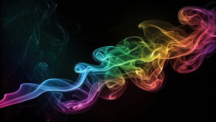 Wall Mural - Colorful smoke wave on a dark background