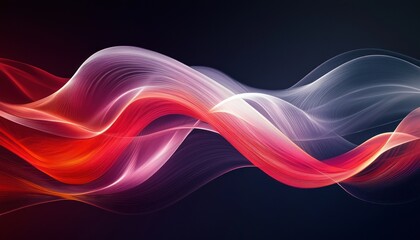 Wall Mural - modern desktop wallpaper featuring abstract waves in red and black against a dark gradient backdrop,