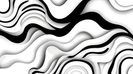 Wall Mural - abstract black and white waves layered design visual representation seamless geometric pattern style