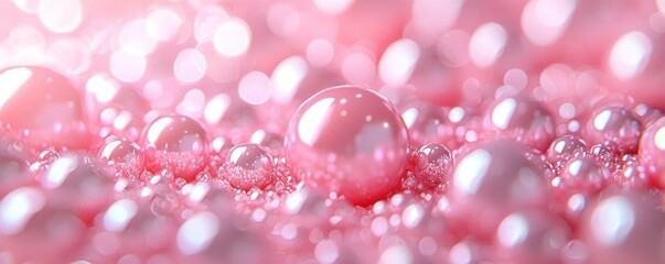 Canvas Print - pink pearls scattered across a soft pink background, ideal for elegant designs and creative headers