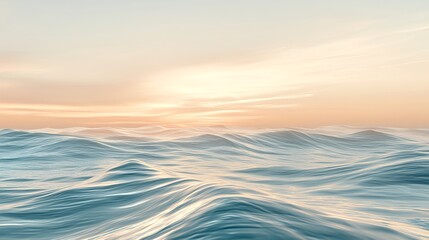Wall Mural - Calm Ocean Waves at Sunset with Soft Colors and Gentle Movement