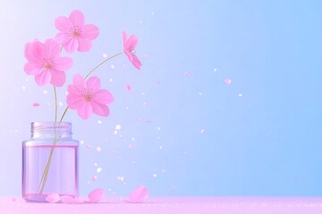 Wall Mural - Graceful Floral Overlay with Pink Petals in Motion