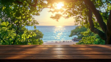 Wall Mural - sunset over tropical beach: serene ocean view and golden hour landscape photography