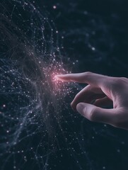Fototapete - Abstract light hands interaction image