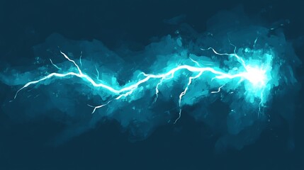 Sticker - Electric Blue Energy Bolt Streaks Across Dark Sky. AI Generated