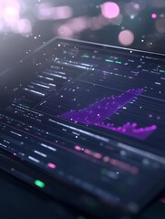 Fototapete - Financial dashboard with AI analysis visual.