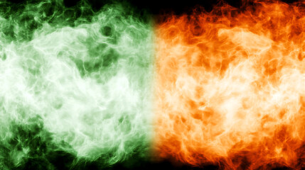 Wall Mural - Contrasting Green and Orange Energy Spheres Intertwined Creating Dynamic Visual Effect Depicting Balance