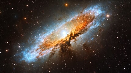 Wall Mural - magnificent spiral galaxy view with glowing dust clouds and distant stars