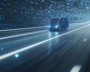 Aufkleber - A futuristic self-driving electric truck designed for high-tech transportation and aerodynamics.