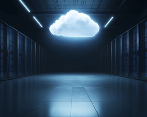 Aufkleber - A high-tech, futuristic data center featuring glowing elements and advanced technology.