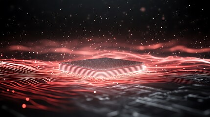 Leinwandbilder - A floating quantum computer chip with a glowing design, ideal for technology and innovation themes.