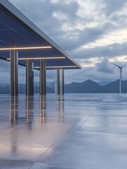 Poster - Futuristic electric vehicle charging station design showcasing modern technology and sleek aesthetics.