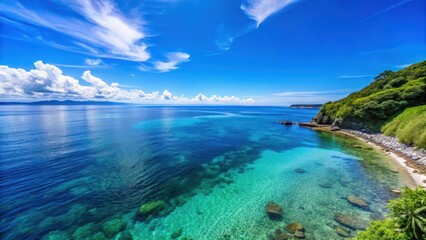 Wall Mural - Serene ocean view with clear blue sky over Boso Peninsula, sea, blue,  sea, blue, serene, seaside, coastal view