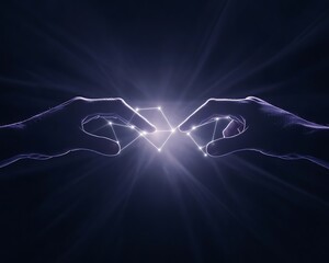 Poster - A conceptual image featuring silhouetted hands, ideal for artistic and creative projects.