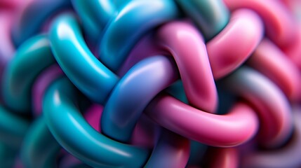 Abstract Interwoven Loops Pattern In Blue Cyan And Pink Colors