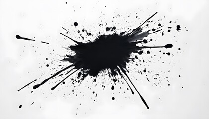 Canvas Print - Abstract Black Ink Splashes On White Background