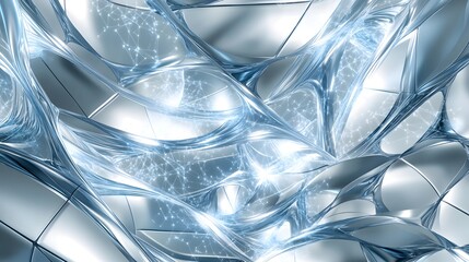 Wall Mural - abstract depiction of a metallic network with interwoven connections