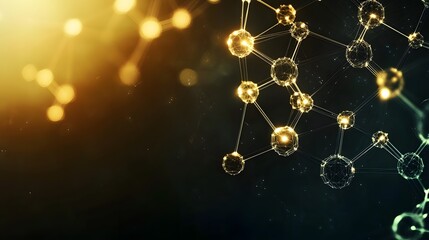 Wall Mural - molecular structure with connected spheres and glowing connections