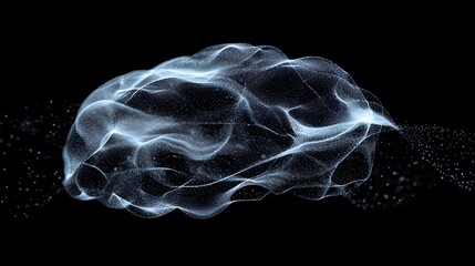 Wall Mural - abstract glowing brain constructed from digital particles against black background