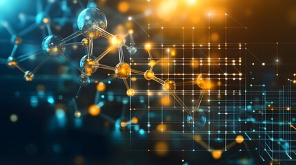 Wall Mural - molecular structure and digital network represent advanced technology concept
